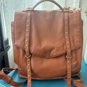 Lucky Brand Cognac Brown Leather Backpack